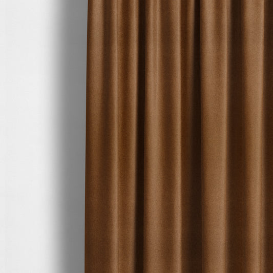 Nepal Basketweave Soft Velour Textured Upholstery Furnishing Fabric Tan Brown Orange Colour - Made To Measure Curtains