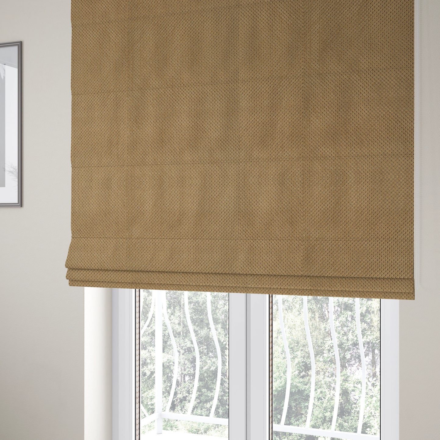 Norbury Dotted Effect Soft Textured Corduroy Upholstery Furnishings Fabric Mocha Colour - Roman Blinds