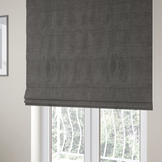 Norbury Dotted Effect Soft Textured Corduroy Upholstery Furnishings Fabric Charcoal Grey Colour - Roman Blinds