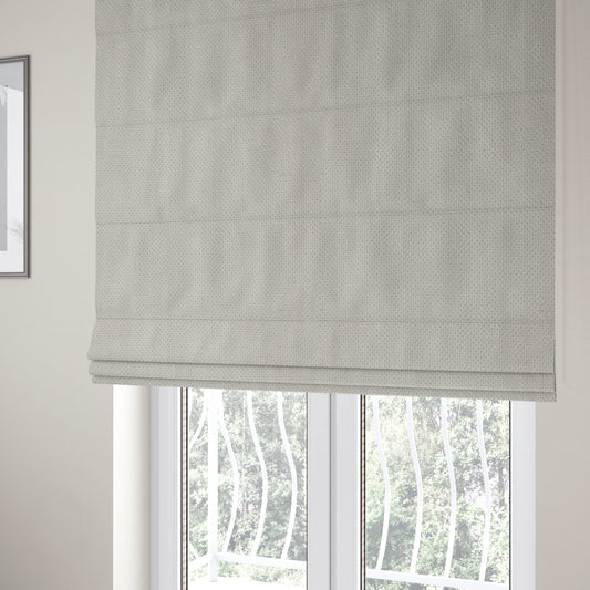 Norbury Dotted Effect Soft Textured Corduroy Upholstery Furnishings Fabric Silver Colour - Roman Blinds