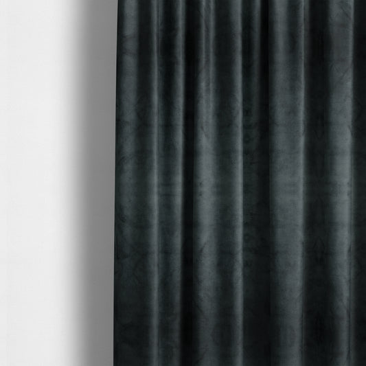 Oscar Deep Pile Plain Chenille Velvet Material Black Colour Upholstery Fabric - Made To Measure Curtains