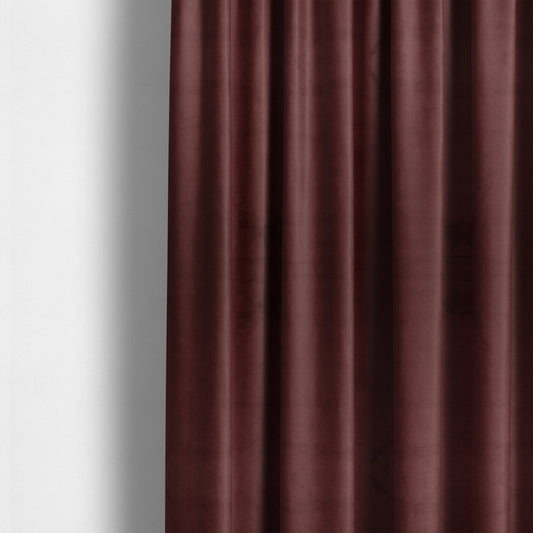 Oscar Deep Pile Plain Chenille Velvet Material Ruby Red Colour Upholstery Fabric - Made To Measure Curtains