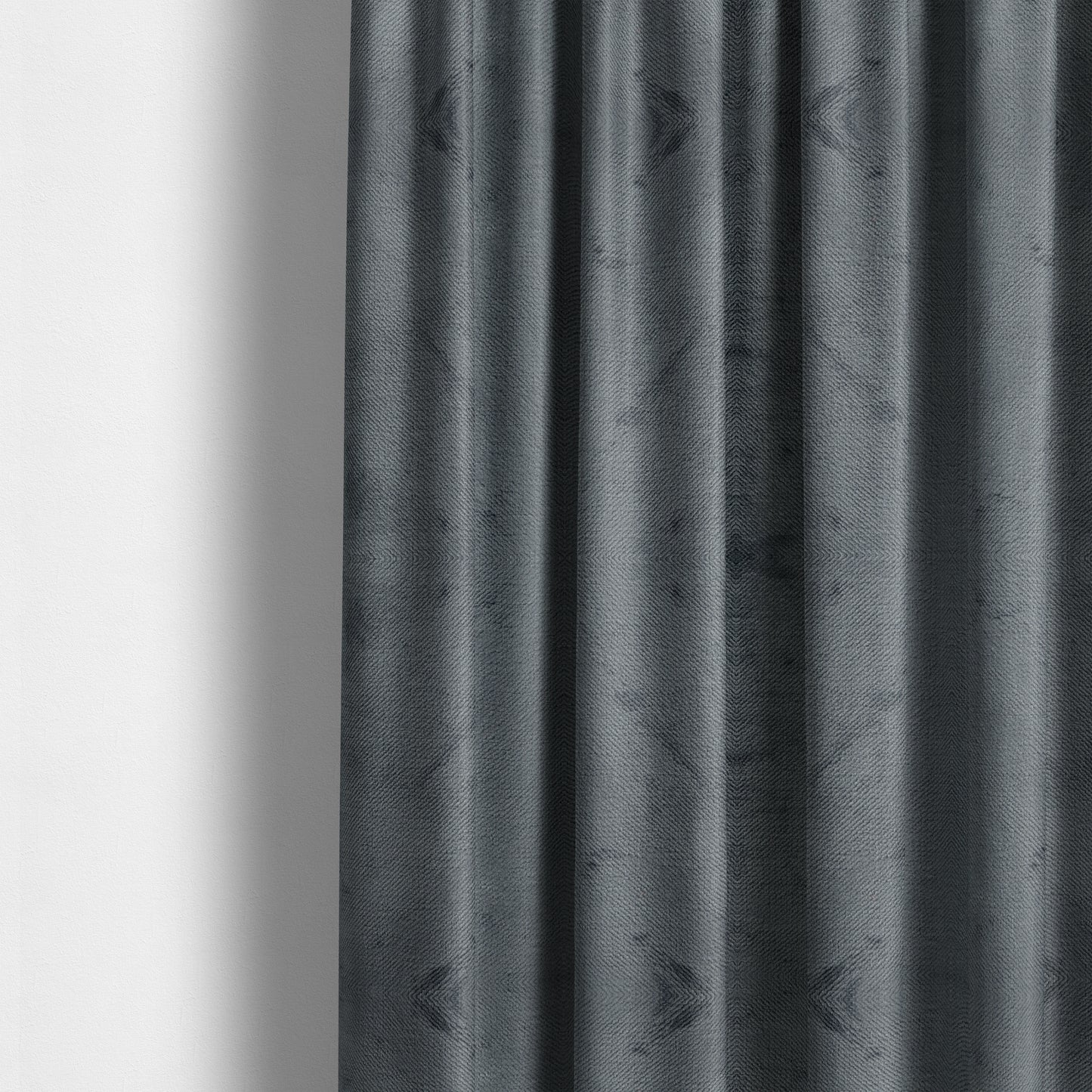 Oscar Deep Pile Plain Chenille Velvet Material Dark Silver Colour Upholstery Fabric - Made To Measure Curtains