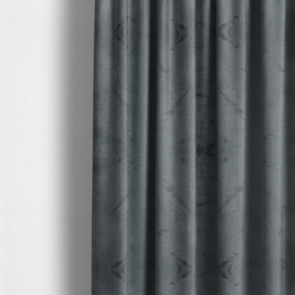 Oscar Deep Pile Plain Chenille Velvet Material Dark Silver Colour Upholstery Fabric - Made To Measure Curtains