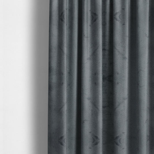 Oscar Deep Pile Plain Chenille Velvet Material Dark Silver Colour Upholstery Fabric - Made To Measure Curtains