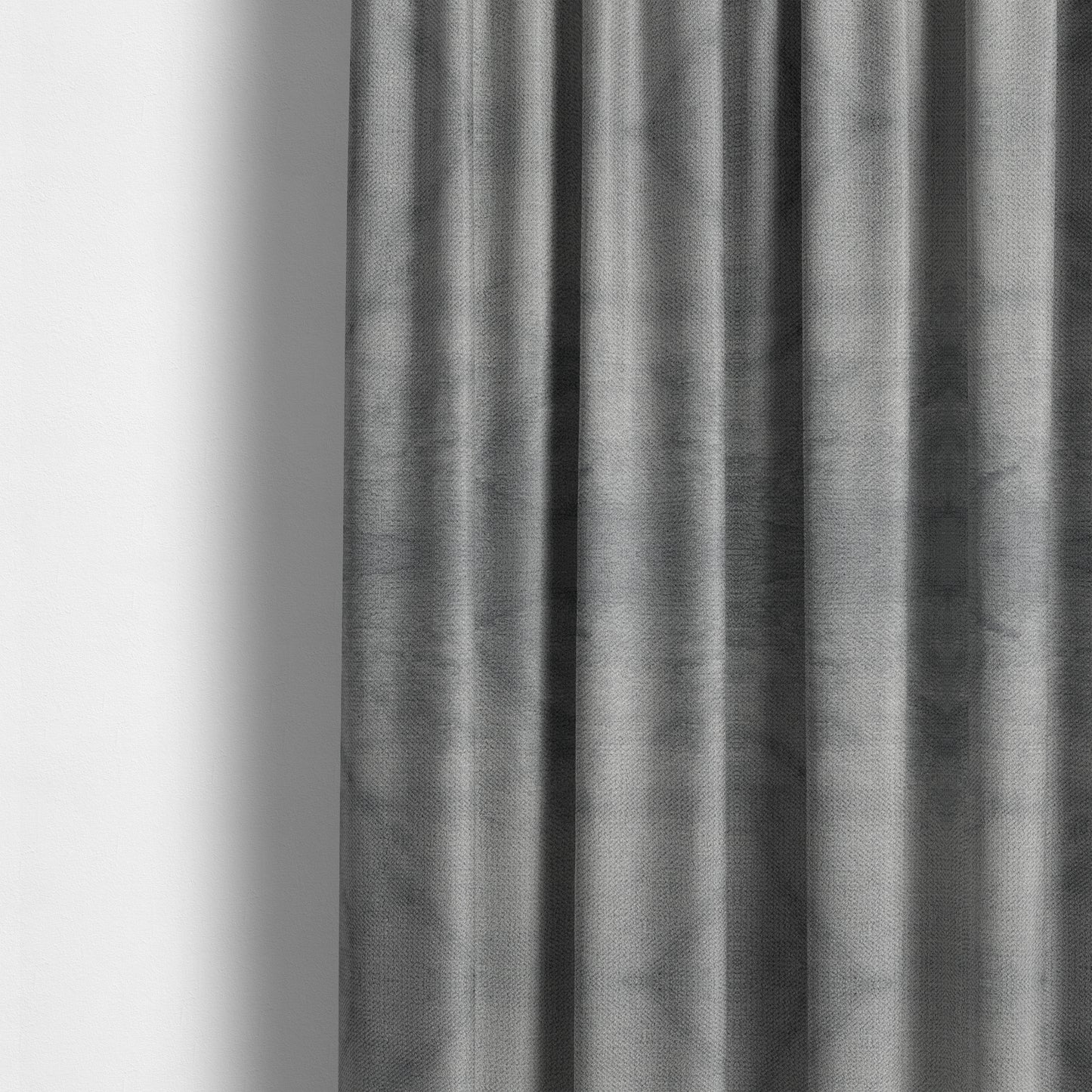 Oscar Deep Pile Plain Chenille Velvet Material Mid Silver Colour Upholstery Fabric - Made To Measure Curtains