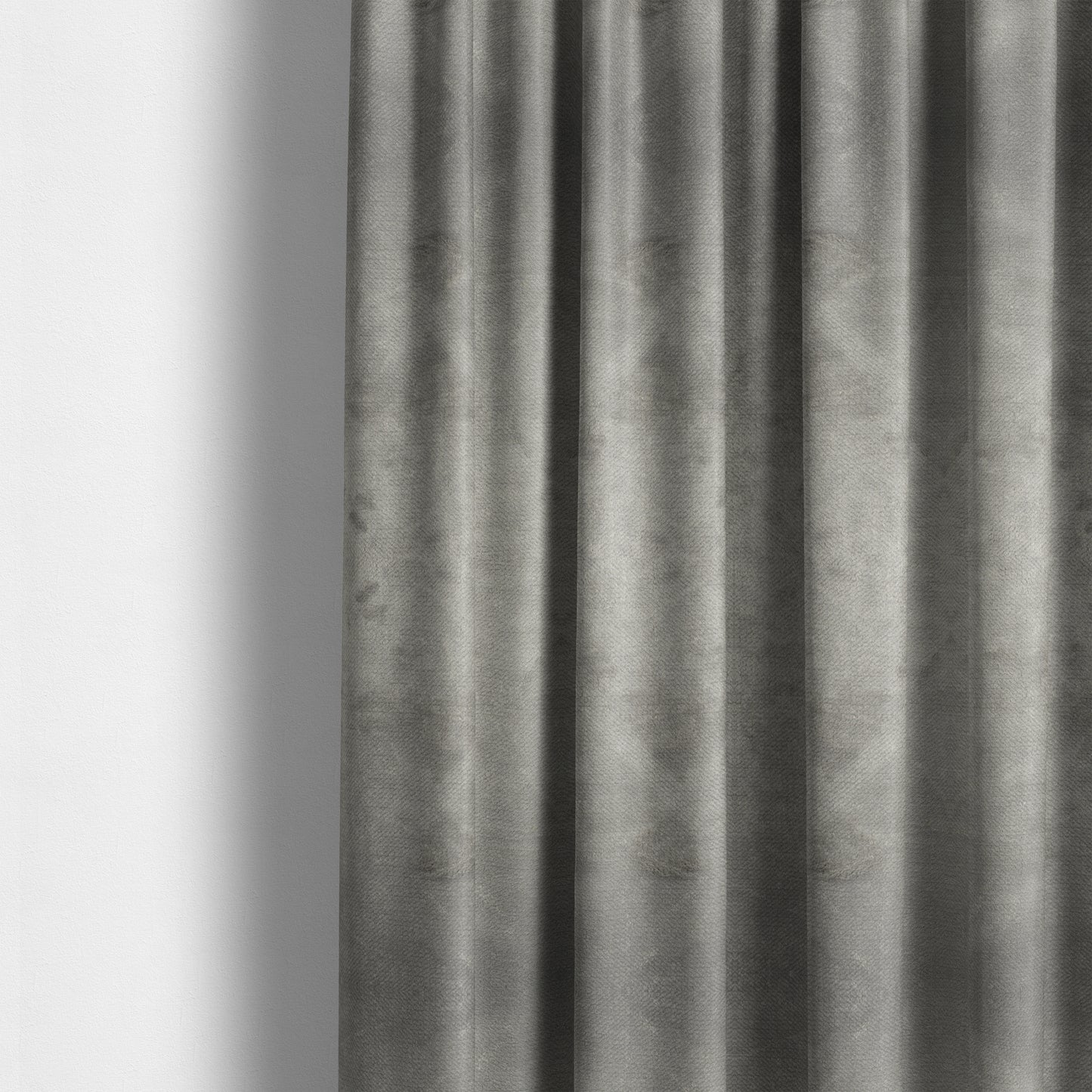 Oscar Deep Pile Plain Chenille Velvet Material Light Silver Colour Upholstery Fabric - Made To Measure Curtains