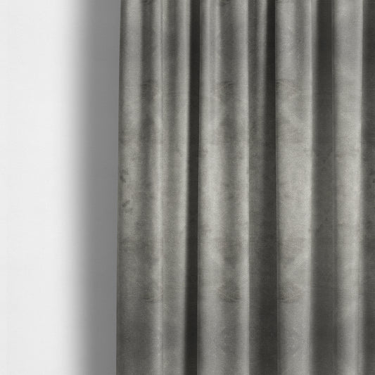 Oscar Deep Pile Plain Chenille Velvet Material Light Silver Colour Upholstery Fabric - Made To Measure Curtains