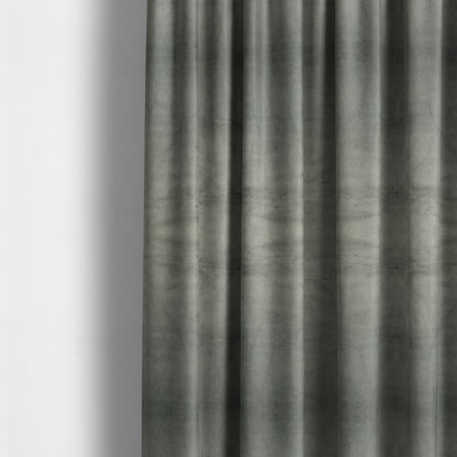 Oscar Deep Pile Plain Chenille Velvet Material Grey Colour Upholstery Fabric - Made To Measure Curtains