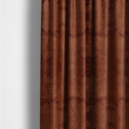 Oscar Deep Pile Plain Chenille Velvet Material Rust Orange Colour Upholstery Fabric - Made To Measure Curtains