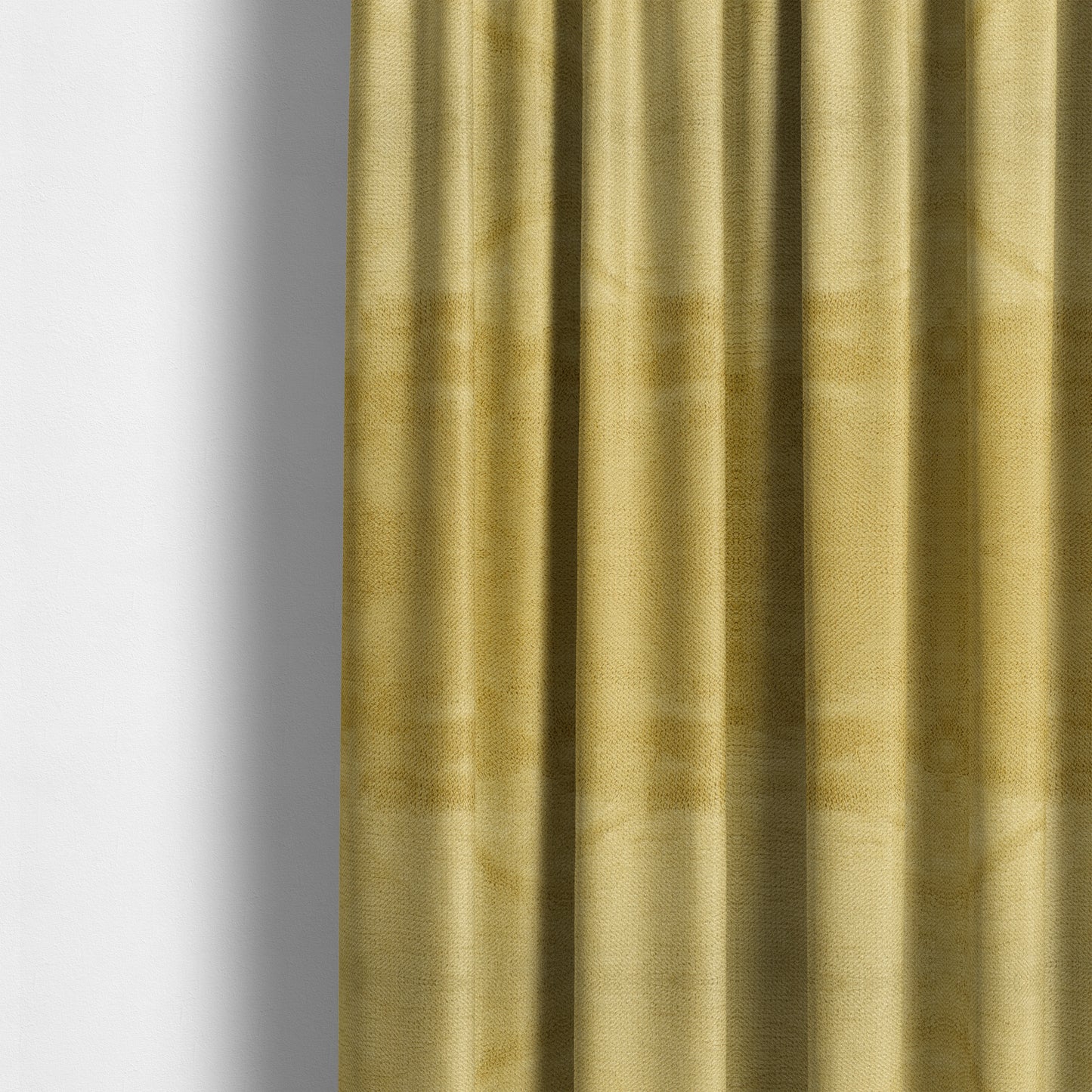 Oscar Deep Pile Plain Chenille Velvet Material Lemon Yellow Colour Upholstery Fabric - Made To Measure Curtains