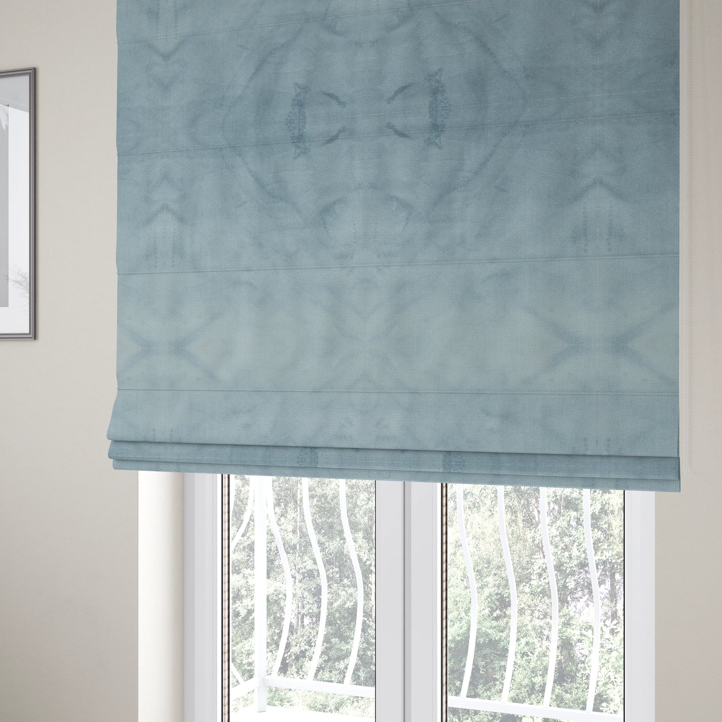 Oscar Deep Pile Plain Chenille Velvet Material Sky Blue Colour Upholstery Fabric - Roman Blinds