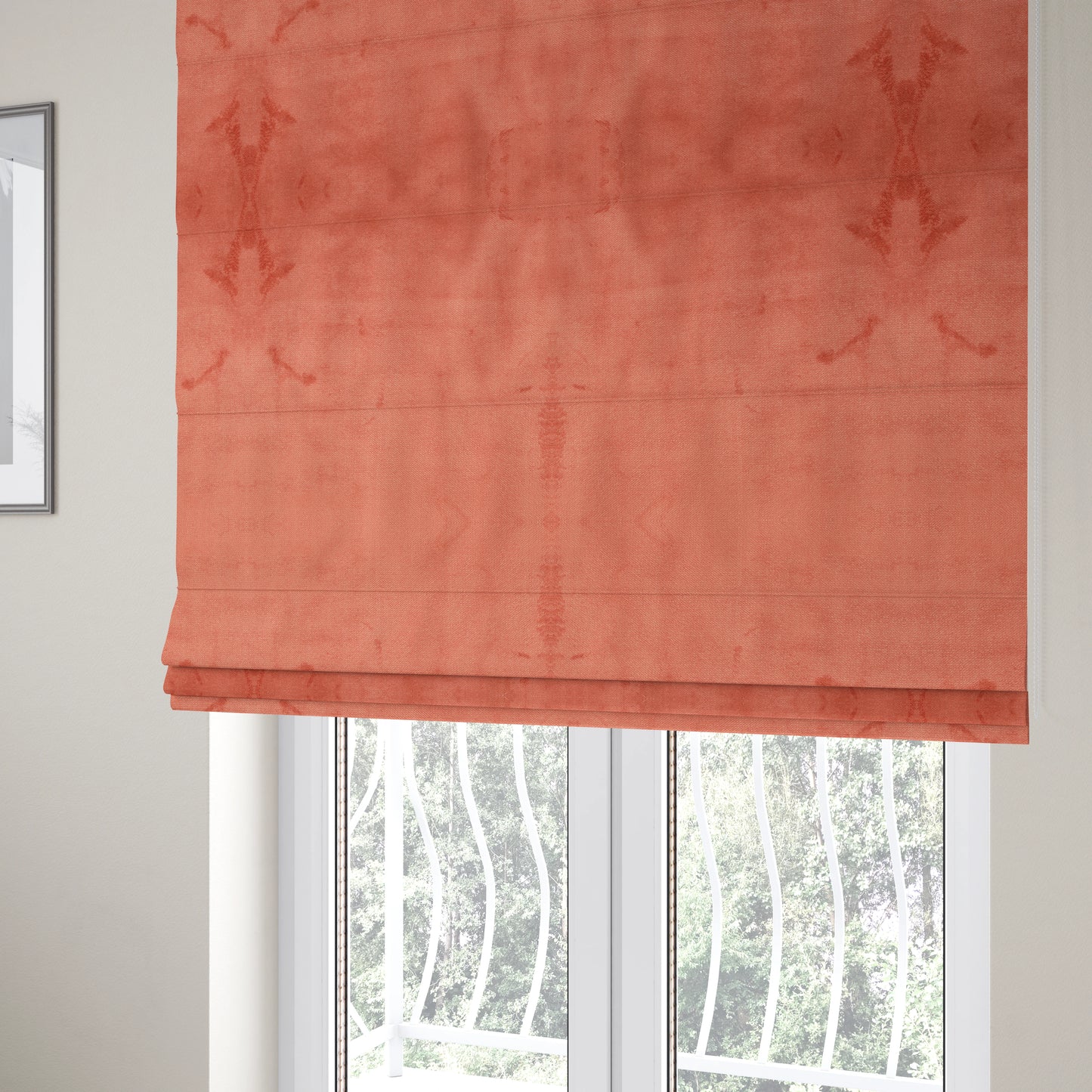 Oscar Deep Pile Plain Chenille Velvet Material Orange Colour Upholstery Fabric - Roman Blinds