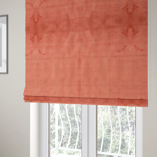 Oscar Deep Pile Plain Chenille Velvet Material Orange Colour Upholstery Fabric - Roman Blinds