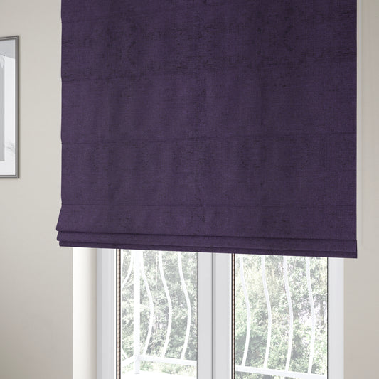 Otley Softy Shiny Chenille Upholstery Furnishing Fabric In Purple Colour - Roman Blinds