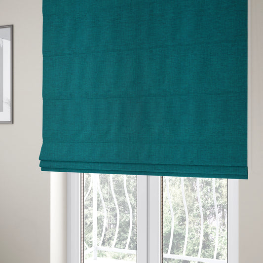 Otley Softy Shiny Chenille Upholstery Furnishing Fabric In Blue Teal Colour - Roman Blinds