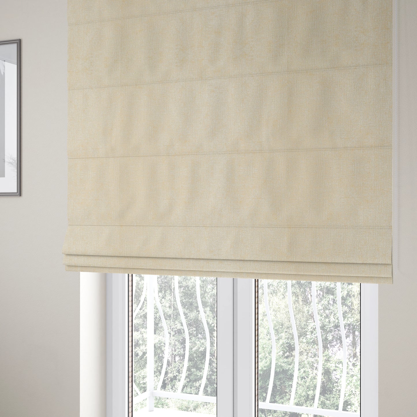 Otley Softy Shiny Chenille Upholstery Furnishing Fabric In Cream Colour - Roman Blinds