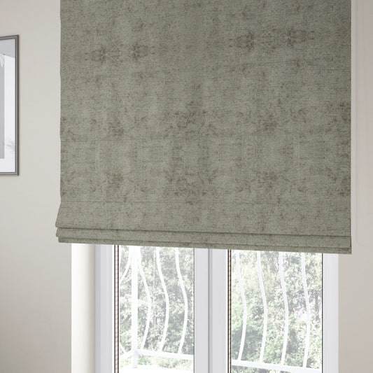 Otley Softy Shiny Chenille Upholstery Furnishing Fabric In Silver Colour - Roman Blinds