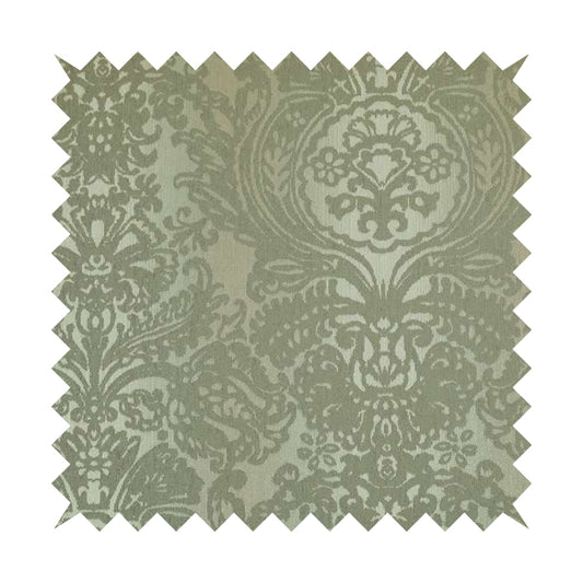 Large Medallion Designer Pattern In Silver Grey Colour Chenille Upholstery Fabric PJU110216-15