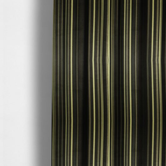 Pandora Vertical Stripes Pattern Soft Chenille Like Velvet Fabric Lime Green Shade Colour - Made To Measure Curtains