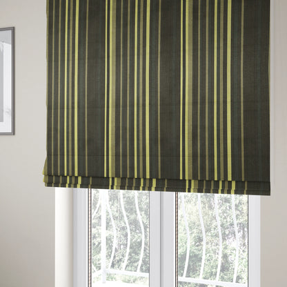 Pandora Vertical Stripes Pattern Soft Chenille Like Velvet Fabric Lime Green Shade Colour - Roman Blinds