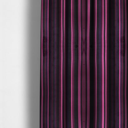 Pandora Vertical Stripes Pattern Soft Chenille Like Velvet Fabric Pink Shade Colour - Made To Measure Curtains