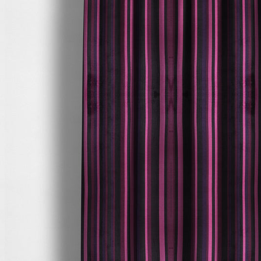 Pandora Vertical Stripes Pattern Soft Chenille Like Velvet Fabric Pink Shade Colour - Made To Measure Curtains