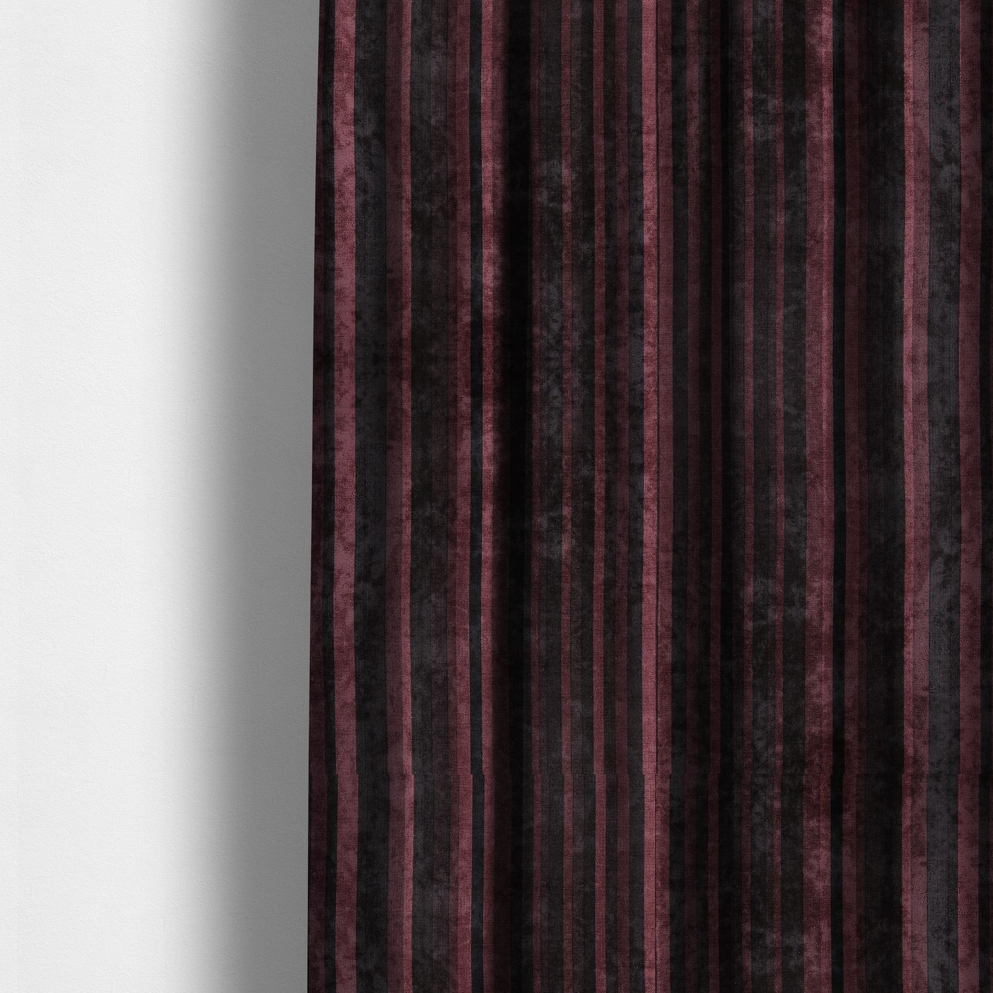 Pandora Vertical Stripes Pattern Soft Chenille Like Velvet Fabric Burgundy Shade Colour - Made To Measure Curtains