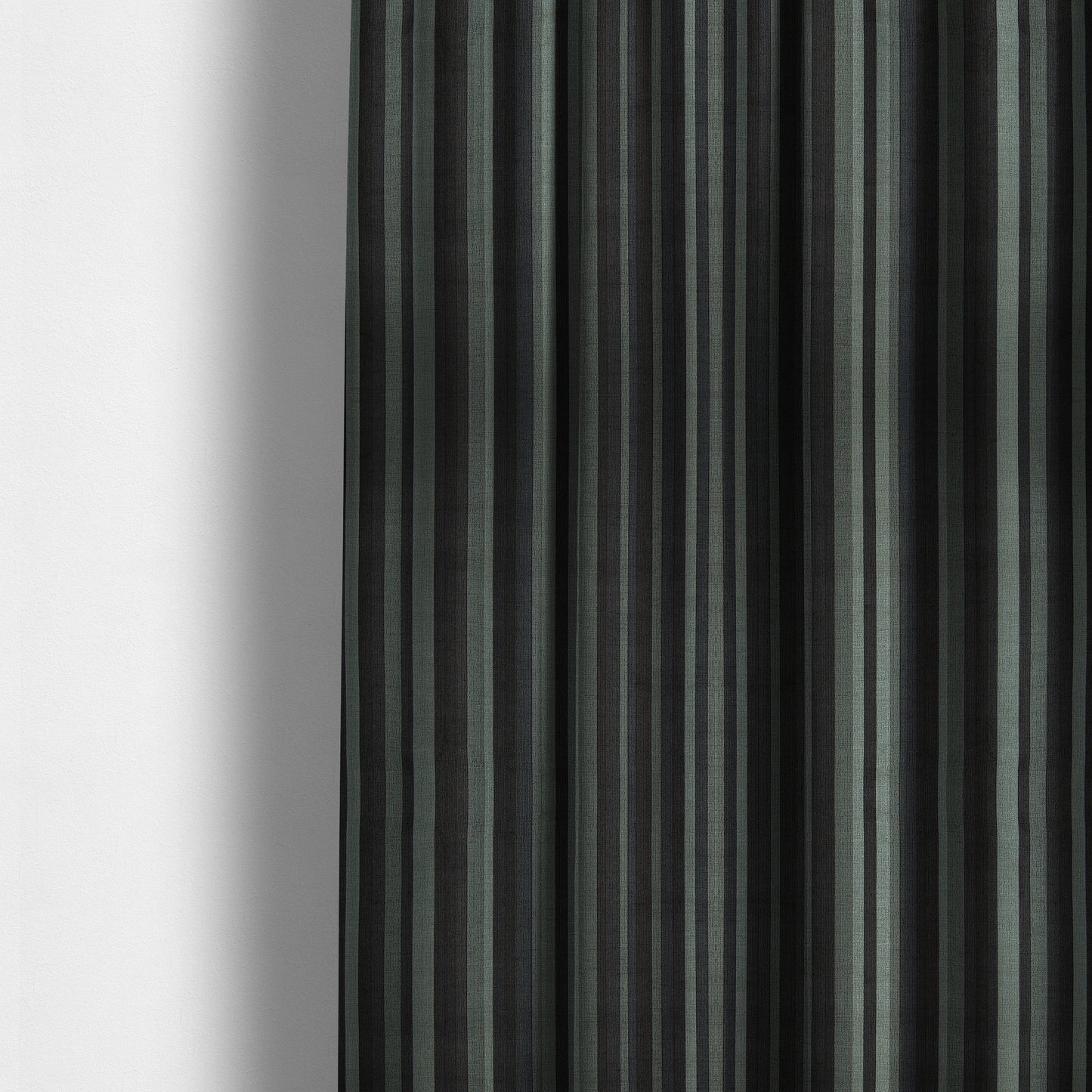 Pandora Vertical Stripes Pattern Soft Chenille Like Velvet Fabric Grey Charcoal Shade Colour - Made To Measure Curtains