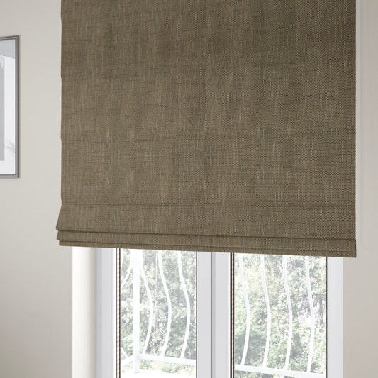 Perth Hopsack Textured Chenille Upholstery Fabric Caramel Brown Colour - Roman Blinds