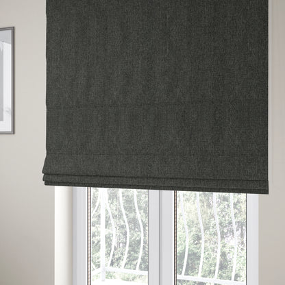 Perth Hopsack Textured Chenille Upholstery Fabric Charcoal Grey Colour - Roman Blinds