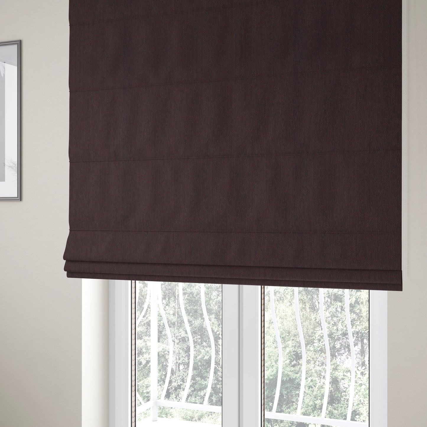 Perth Hopsack Textured Chenille Upholstery Fabric Burgundy Colour - Roman Blinds