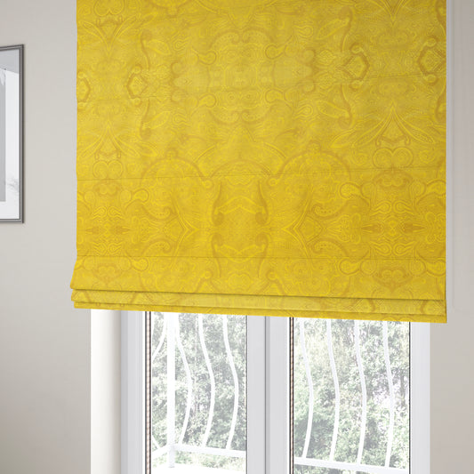 Phoenix Laser Cut Pattern Soft Velveteen Yellow Velvet Material Upholstery Curtains Fabric - Roman Blinds