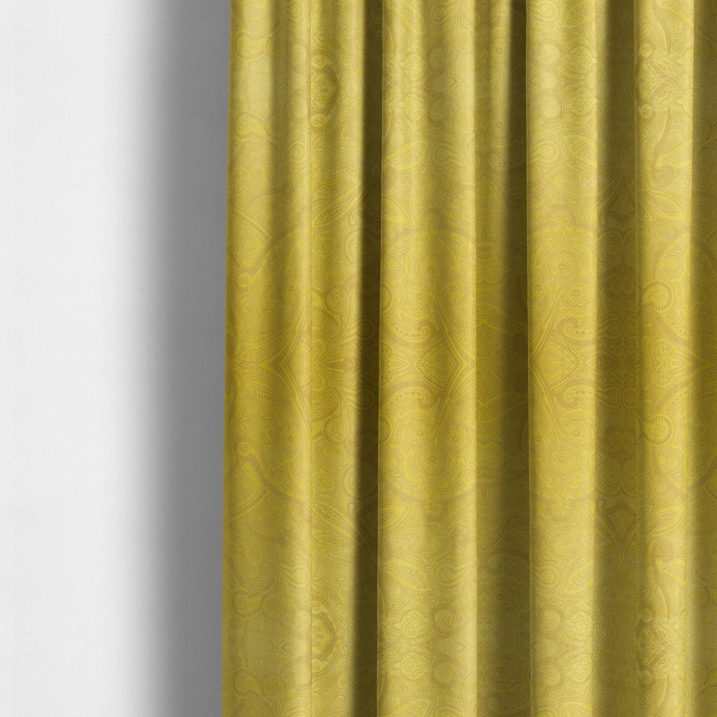 Phoenix Laser Cut Pattern Soft Velveteen Yellow Velvet Material Upholstery Curtains Fabric - Made To Measure Curtains