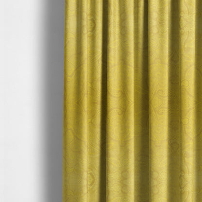 Phoenix Laser Cut Pattern Soft Velveteen Yellow Velvet Material Upholstery Curtains Fabric - Made To Measure Curtains