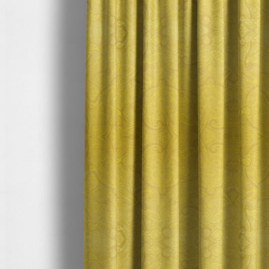 Phoenix Laser Cut Pattern Soft Velveteen Yellow Velvet Material Upholstery Curtains Fabric - Made To Measure Curtains