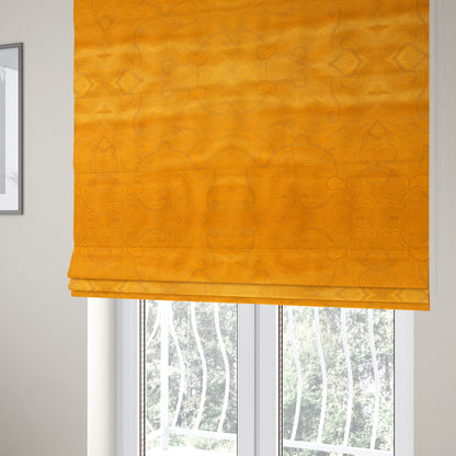 Phoenix Laser Cut Pattern Soft Velveteen Orange Mango Velvet Material Upholstery Curtains Fabric - Roman Blinds