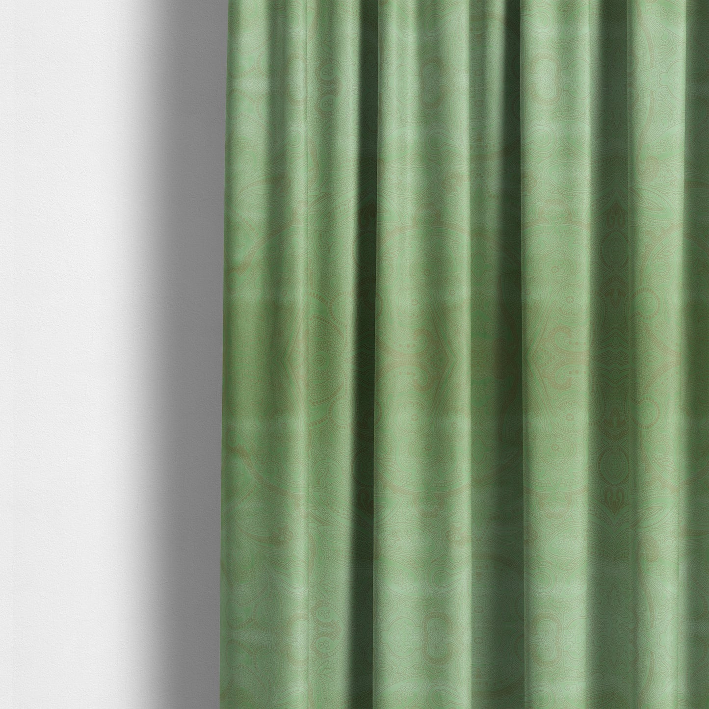 Phoenix Laser Cut Pattern Soft Velveteen Apple Green Velvet Material Upholstery Curtains Fabric - Made To Measure Curtains