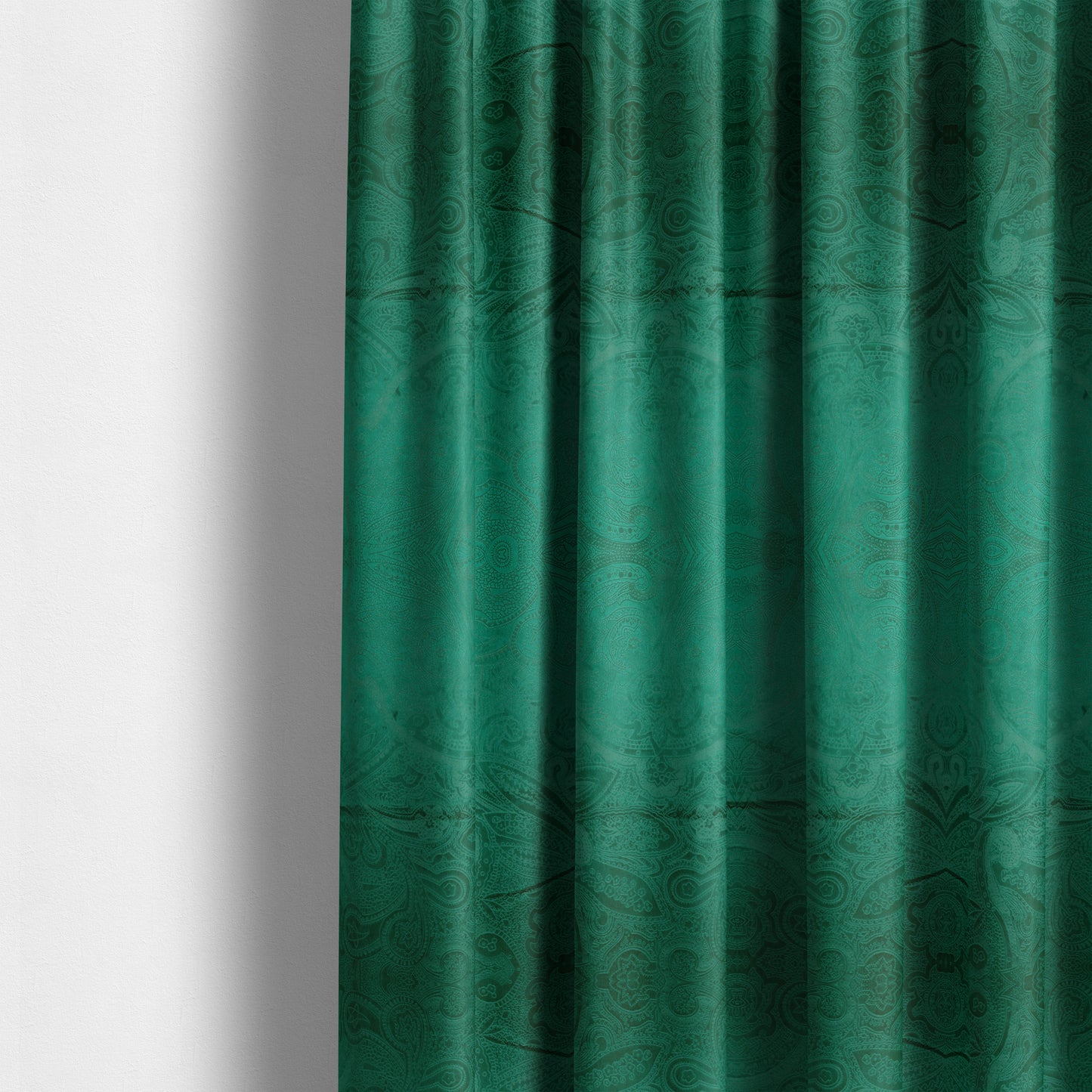 Phoenix Laser Cut Pattern Soft Velveteen Forest Green Velvet Material Upholstery Curtains Fabric - Made To Measure Curtains