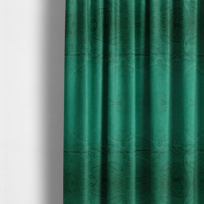 Phoenix Laser Cut Pattern Soft Velveteen Forest Green Velvet Material Upholstery Curtains Fabric - Made To Measure Curtains