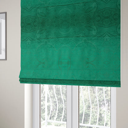 Phoenix Laser Cut Pattern Soft Velveteen Forest Green Velvet Material Upholstery Curtains Fabric - Roman Blinds