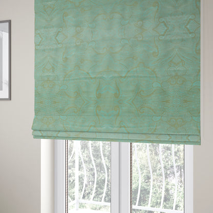 Phoenix Laser Cut Pattern Soft Velveteen Maya Blue Velvet Material Upholstery Curtains Fabric - Roman Blinds