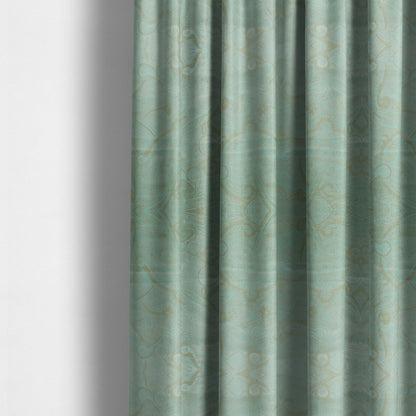 Phoenix Laser Cut Pattern Soft Velveteen Maya Blue Velvet Material Upholstery Curtains Fabric - Made To Measure Curtains