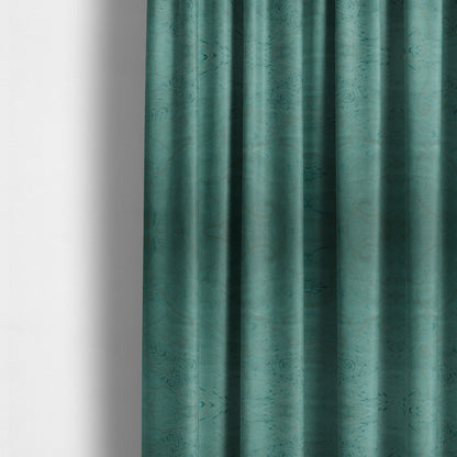 Phoenix Laser Cut Pattern Soft Velveteen Teal Velvet Material Upholstery Curtains Fabric - Made To Measure Curtains