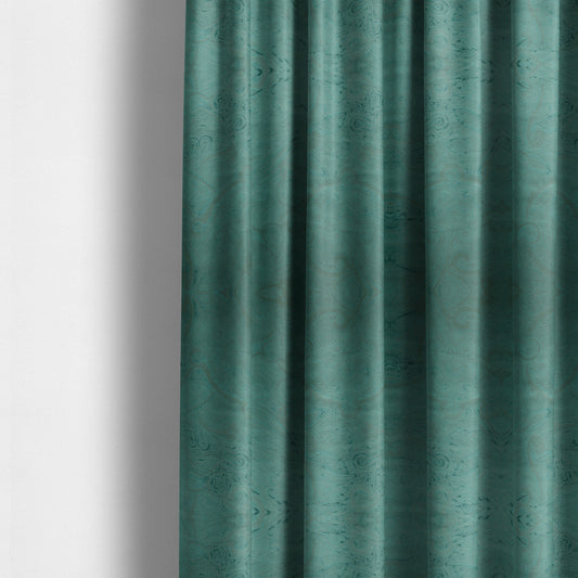 Phoenix Laser Cut Pattern Soft Velveteen Teal Velvet Material Upholstery Curtains Fabric - Made To Measure Curtains