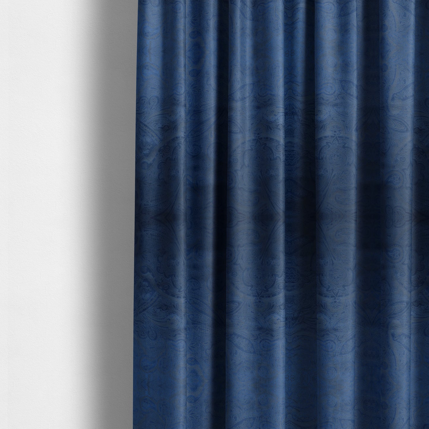 Phoenix Laser Cut Pattern Soft Velveteen Navy Blue Velvet Material Upholstery Curtains Fabric - Made To Measure Curtains