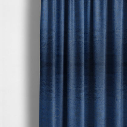 Phoenix Laser Cut Pattern Soft Velveteen Navy Blue Velvet Material Upholstery Curtains Fabric - Made To Measure Curtains