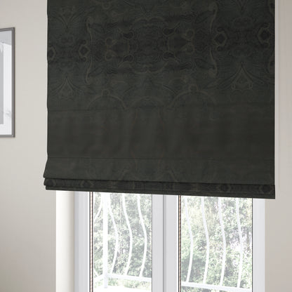 Phoenix Laser Cut Pattern Soft Velveteen Black Velvet Material Upholstery Curtains Fabric - Roman Blinds