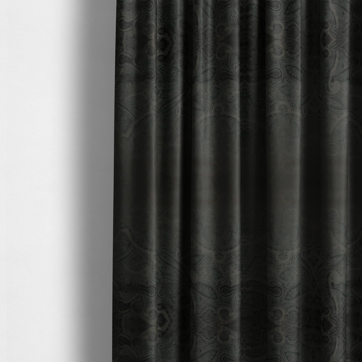 Phoenix Laser Cut Pattern Soft Velveteen Black Velvet Material Upholstery Curtains Fabric - Made To Measure Curtains