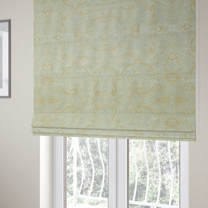 Phoenix Laser Cut Pattern Soft Velveteen Sky Blue Velvet Material Upholstery Curtains Fabric - Roman Blinds